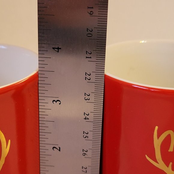 Vintage McDonalds Seasons Greetings Red & Gold Reindeer Christmas Mug-Lot of 2 - Picture 8 of 9